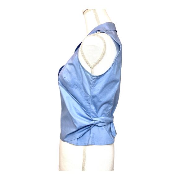 Saks Fifth Avenue Blouse Blue Wrap Tie Top Blue Size 6 - Picture 3 of 6